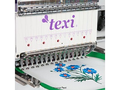 Průmyslový vyšívací stroj TEXI 1501 XL TS PREMIUM s čepicovým rámečkem a stojanem
