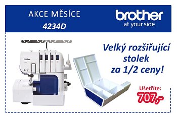 Overlock Brother 4234D - AKCE + Velký rozšiřující stolek se slevou